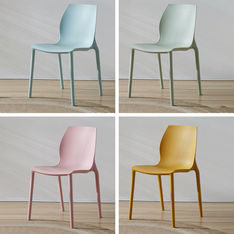 Contemporary Plastic Dining Room Chair Multicolor Stackable Side Chair
