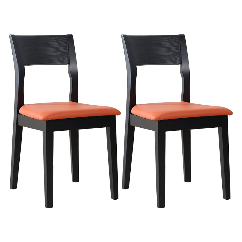 Chaise de salle à manger contemporaine, chaise latérale ouverte de 16 pouces de large avec 4 pieds en bois noir pour un usage domestique