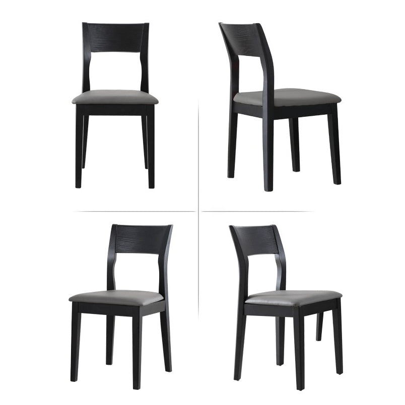Chaise de salle à manger contemporaine, chaise latérale ouverte de 16 pouces de large avec 4 pieds en bois noir pour un usage domestique