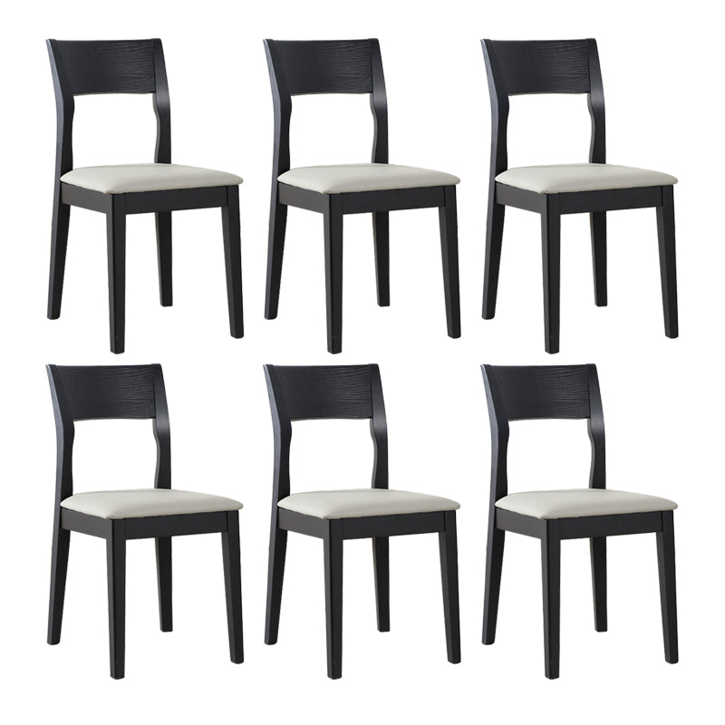 Chaise de salle à manger contemporaine, chaise latérale ouverte de 16 pouces de large avec 4 pieds en bois noir pour un usage domestique
