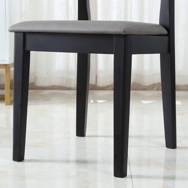Chaise de salle à manger contemporaine, chaise latérale ouverte de 16 pouces de large avec 4 pieds en bois noir pour un usage domestique