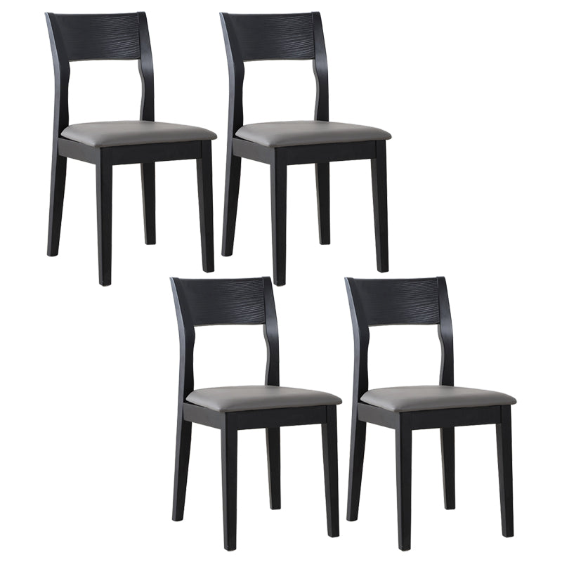 Chaise de salle à manger contemporaine, chaise latérale ouverte de 16 pouces de large avec 4 pieds en bois noir pour un usage domestique