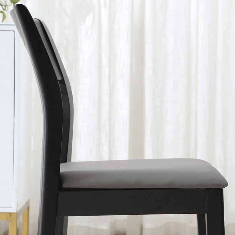 Chaise de salle à manger contemporaine, chaise latérale ouverte de 16 pouces de large avec 4 pieds en bois noir pour un usage domestique