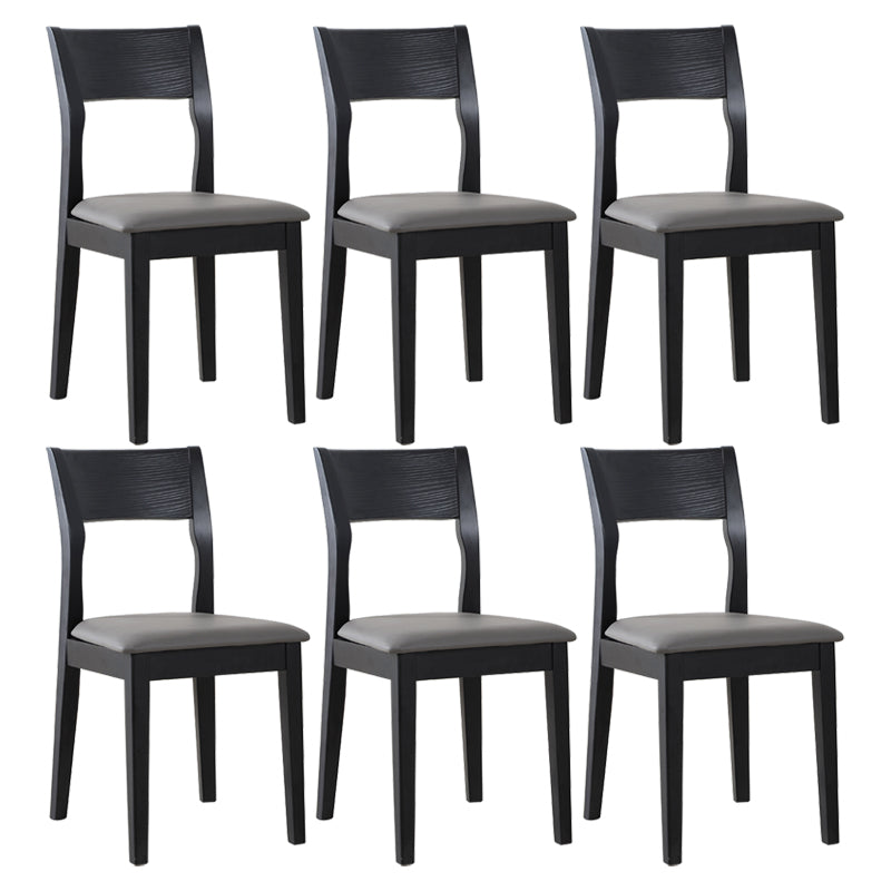 Chaise de salle à manger contemporaine, chaise latérale ouverte de 16 pouces de large avec 4 pieds en bois noir pour un usage domestique
