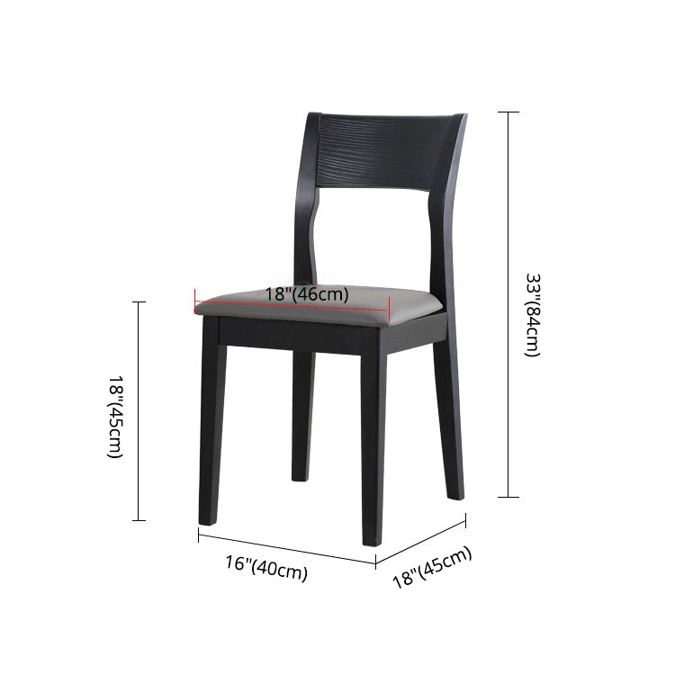 Chaise de salle à manger contemporaine, chaise latérale ouverte de 16 pouces de large avec 4 pieds en bois noir pour un usage domestique