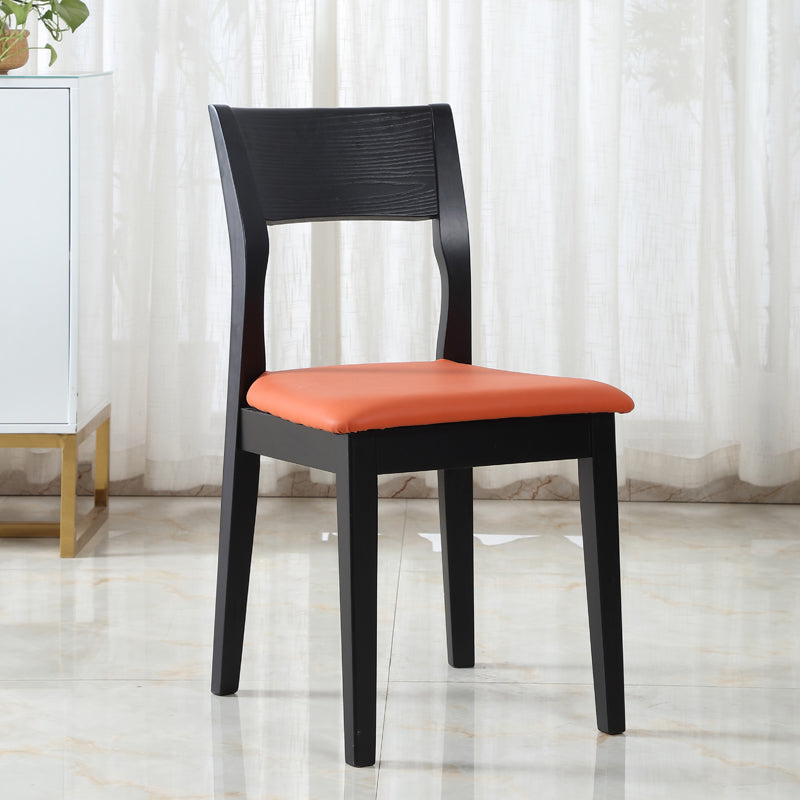 Chaise de salle à manger contemporaine, chaise latérale ouverte de 16 pouces de large avec 4 pieds en bois noir pour un usage domestique