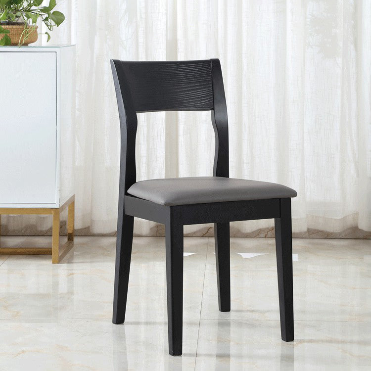 Chaise de salle à manger contemporaine, chaise latérale ouverte de 16 pouces de large avec 4 pieds en bois noir pour un usage domestique
