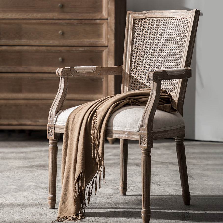 Fauteuil de salle à manger en bois avec coussin, chaise d'appoint à dossier ouvert pour la maison