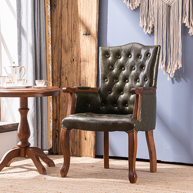 Wood French Country Dining Arm Chair with Color Cushion Parsons Chair for Home