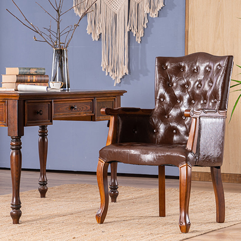Wood French Country Dining Arm Chair with Color Cushion Parsons Chair for Home