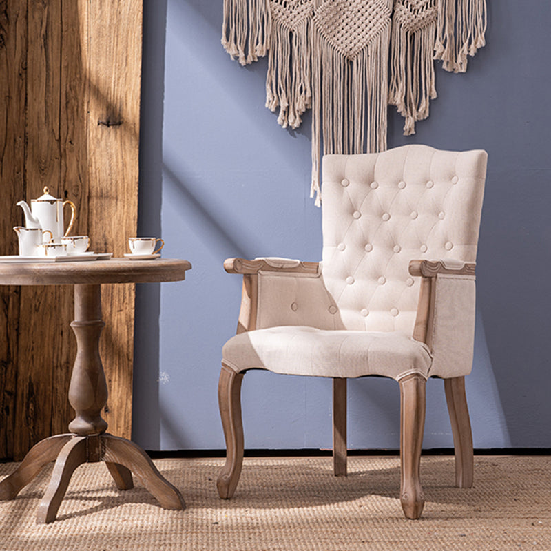 Wood French Country Dining Arm Chair with Color Cushion Parsons Chair for Home