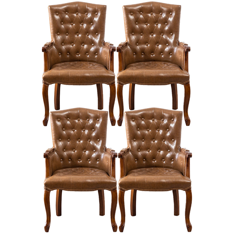 Wood French Country Dining Arm Chair with Color Cushion Parsons Chair for Home