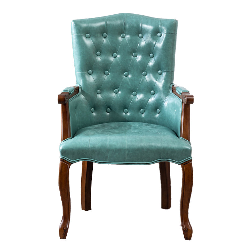 Wood French Country Dining Arm Chair with Color Cushion Parsons Chair for Home