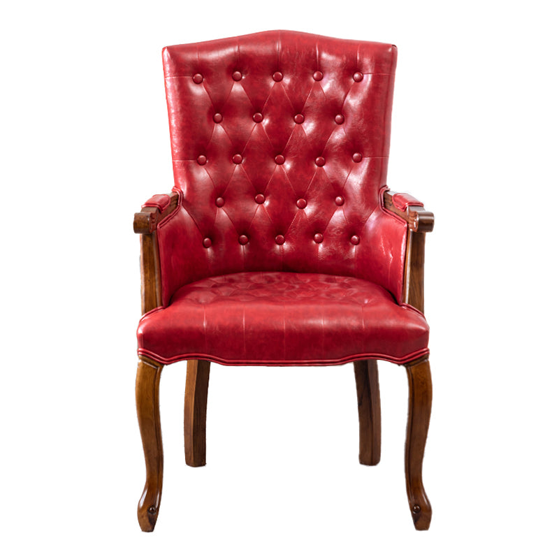 Wood French Country Dining Arm Chair with Color Cushion Parsons Chair for Home