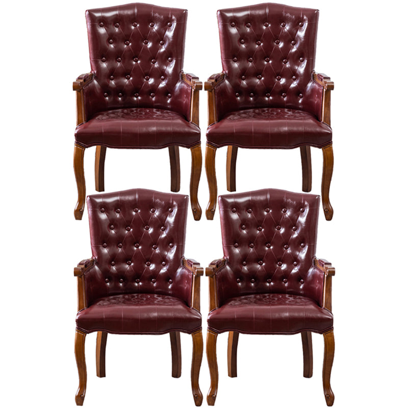 Wood French Country Dining Arm Chair with Color Cushion Parsons Chair for Home