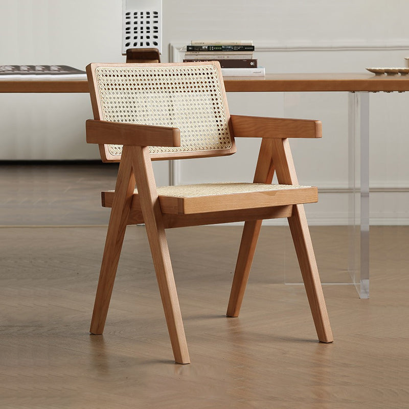 Cuisine en bois de frêne de style moderne dinant la chaise latérale de salle à manger arrière ouverte de chaises
