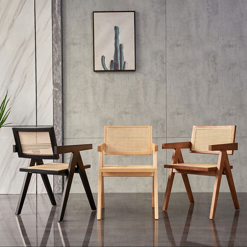 Cuisine en bois de frêne de style moderne dinant la chaise latérale de salle à manger arrière ouverte de chaises