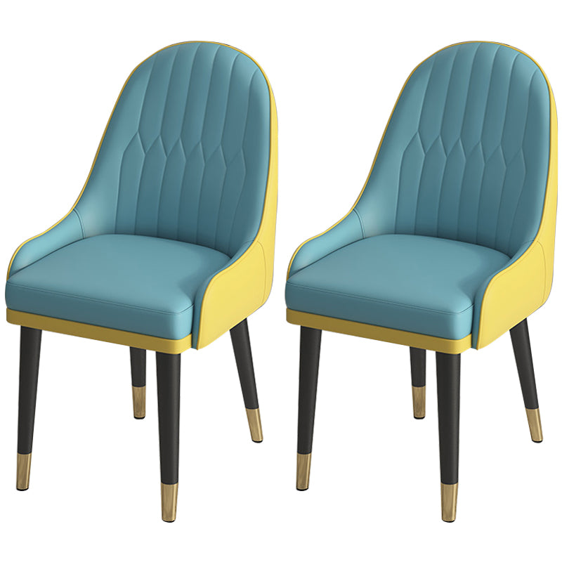 Leather Modern Dining Arm Chair with Color Cushion Parsons Chair for Home