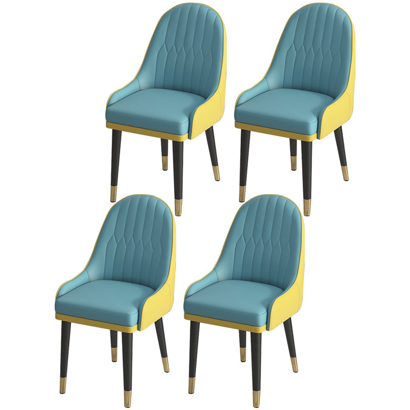 Leather Modern Dining Arm Chair with Color Cushion Parsons Chair for Home