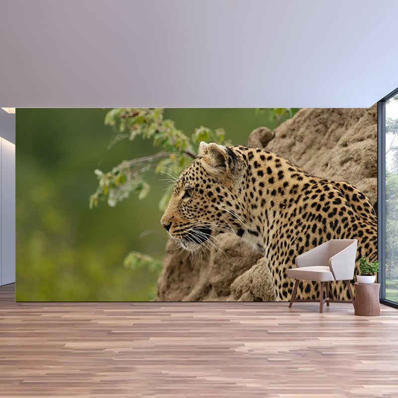Customized Leopard Mural Stain Resistant Soft Color Wall Art for Bedroom