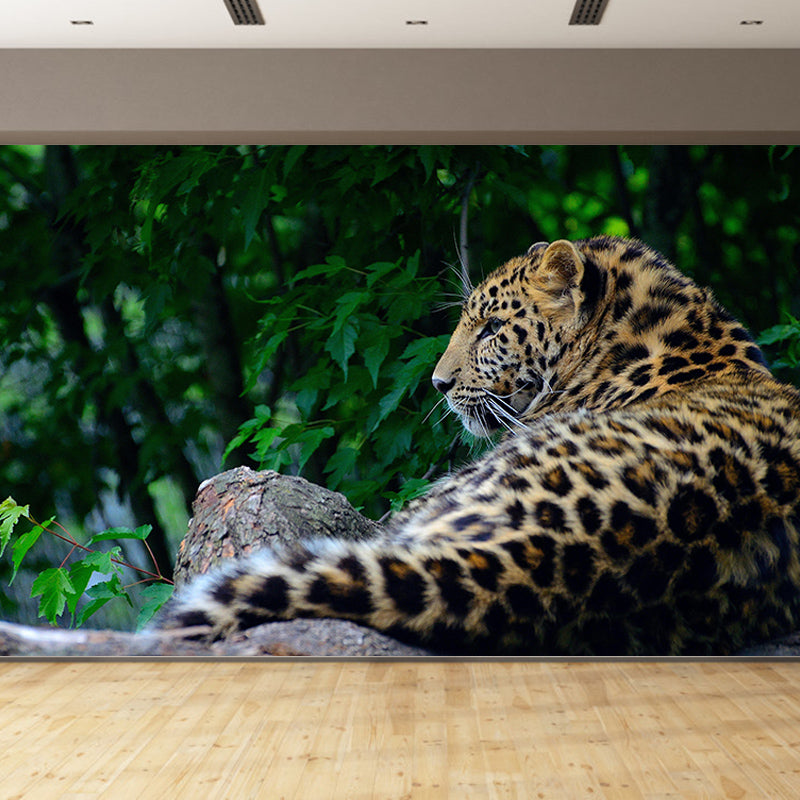 Customized Leopard Mural Stain Resistant Soft Color Wall Art for Bedroom