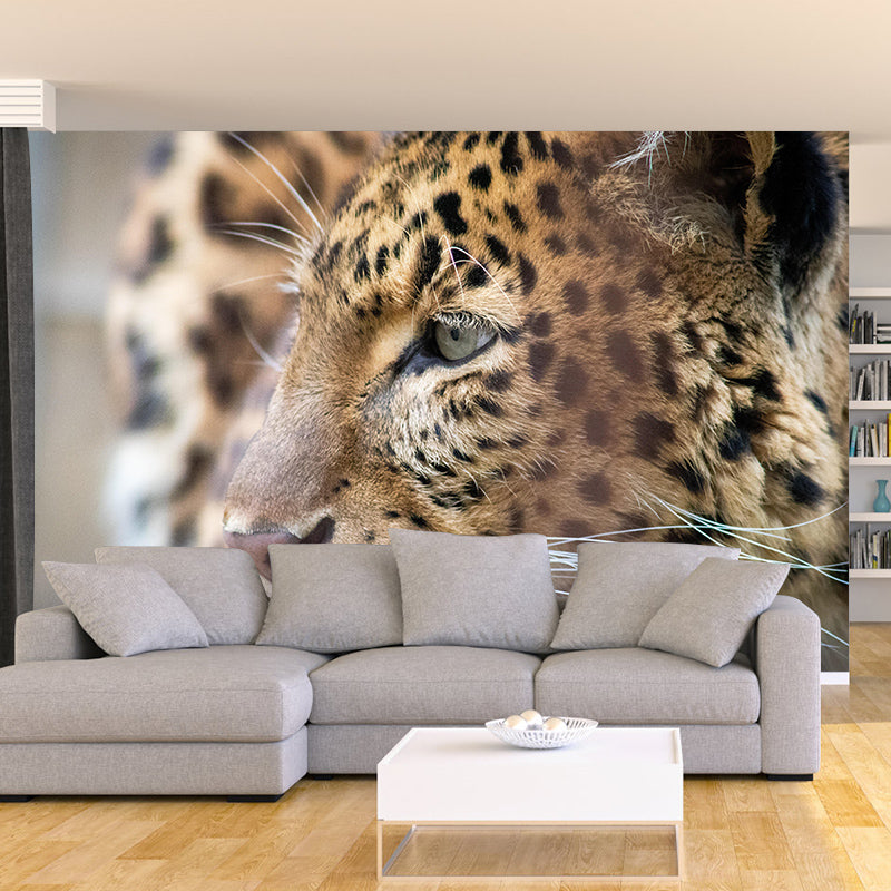 Customized Leopard Portrait  Mural Stain Resistant Wall Art for Bedroom