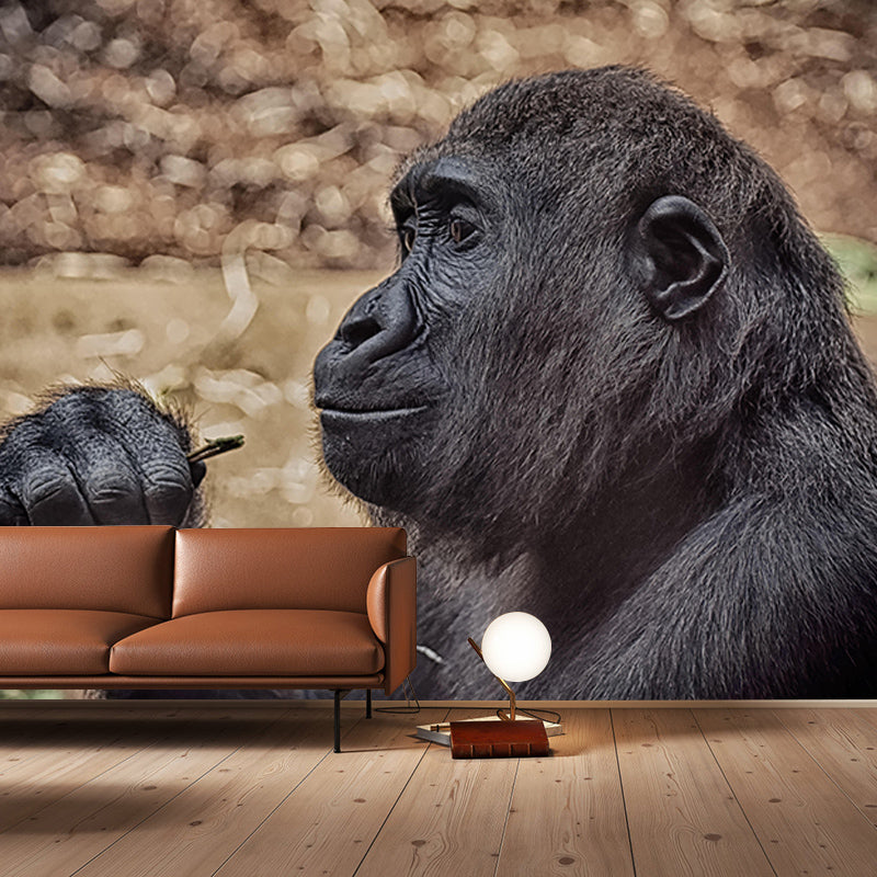 Customized Gorilla Mural Stain Resistant Soft Color Wall Art for Bedroom