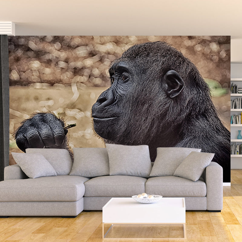 Customized Gorilla Mural Stain Resistant Soft Color Wall Art for Bedroom