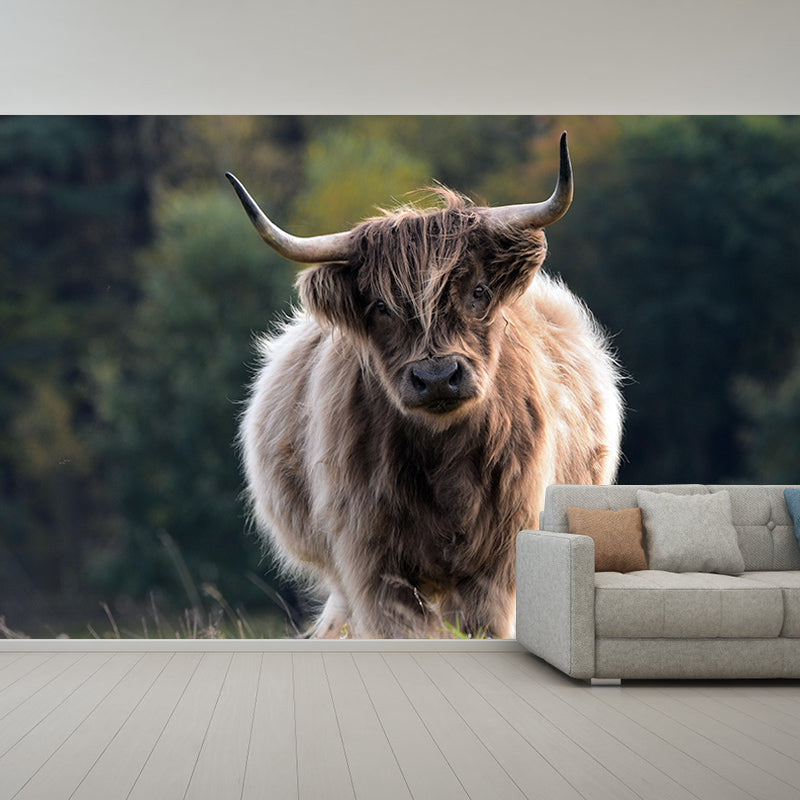 Mighty Bull Mural Wallpaper Photography Horizontal Wall Decor for Home