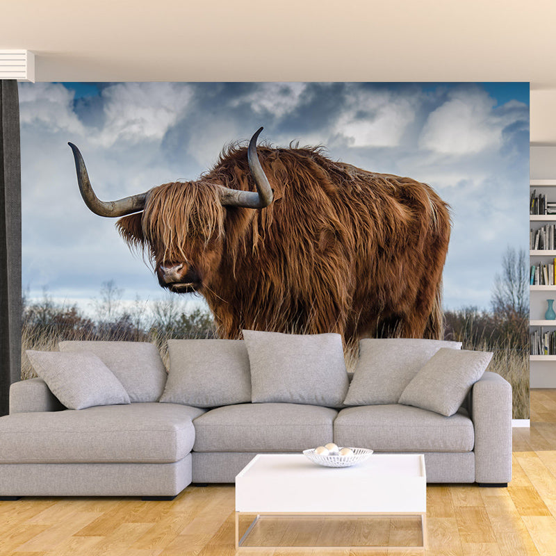 Mighty Bull Mural Wallpaper Photography Horizontal Wall Decor for Home