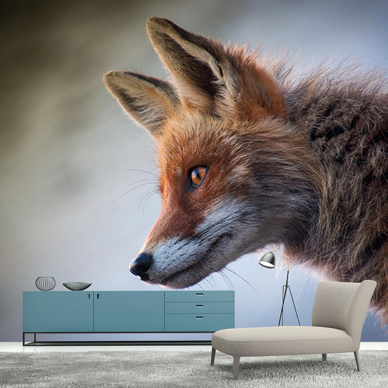 Contemporary Fox Mural Soft Color Stain Resistant Wall Art for Living Room
