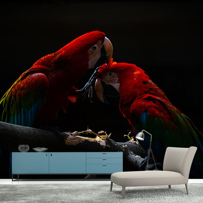 Contemporary Macaw Mural Soft Color Stain Resistant Wall Art for Living Room