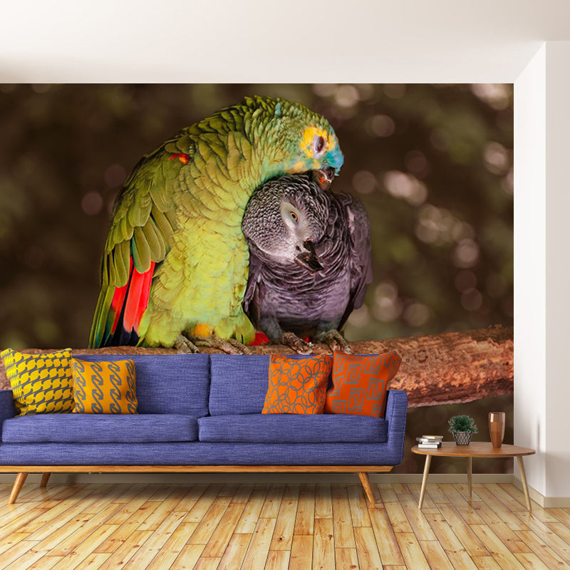 Contemporary Macaw Mural Soft Color Stain Resistant Wall Art for Living Room