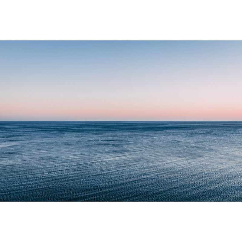 Customized Blue Sea Mural Stain Resistant Soft Color Wall Art for Bathroom