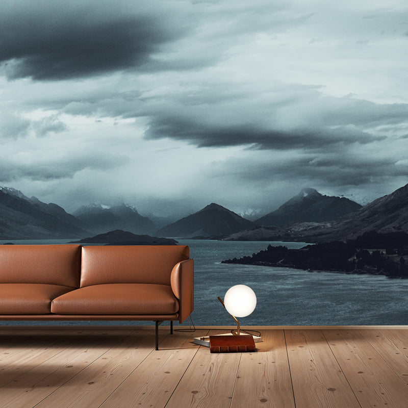 Customized Endless Sea Mural Stain Resistant Soft Color Wall Art for Bathroom