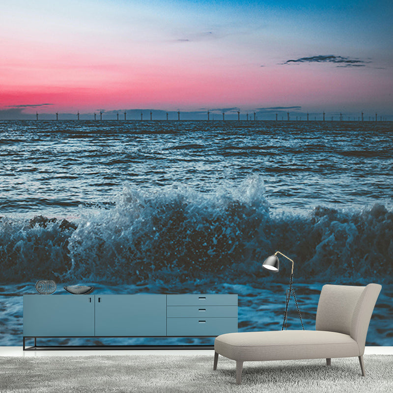 Contemporary Sea Mural Soft Color Stain Resistant Wall Art for Living Room