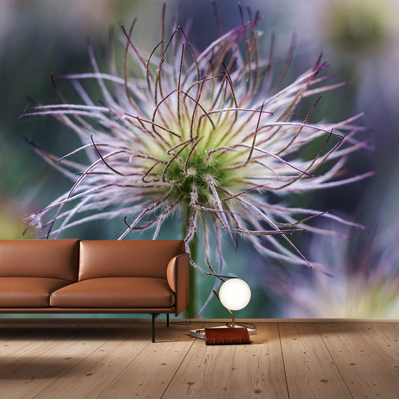 Pulsatilla Flower Wall Decor Mural Moisture Resistant Living Room Wall Covering