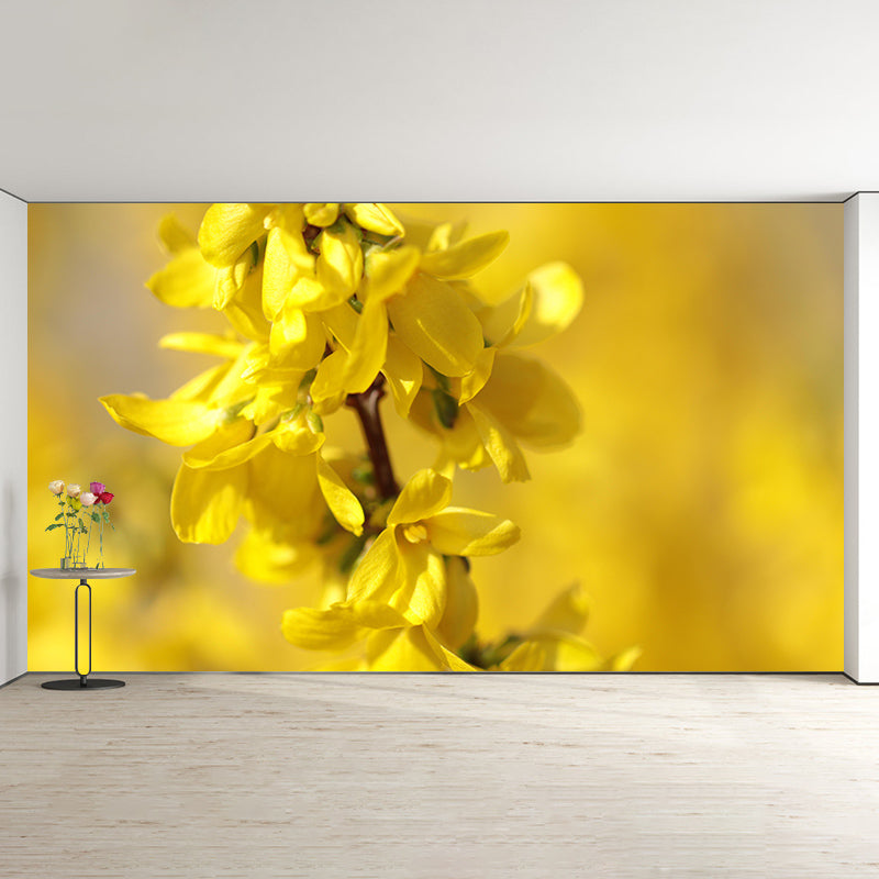 Lisianthus Flower Wall Decor Mural Moisture Resistant Living Room Wall Covering