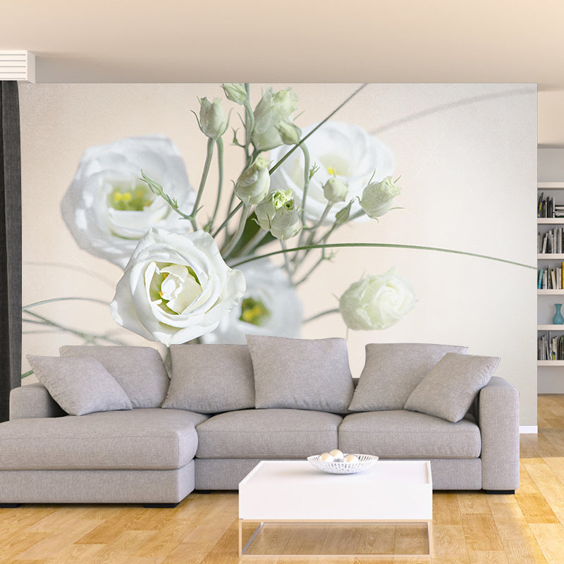 Lisianthus Flower Wall Decor Mural Moisture Resistant Living Room Wall Covering