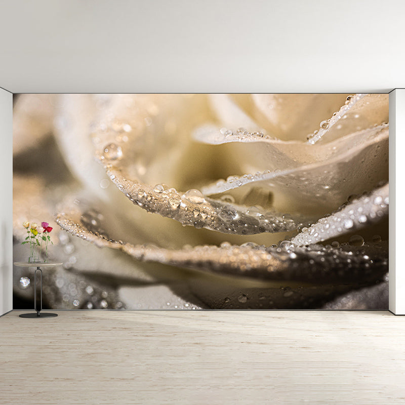 Partial Close-up of Flower Mural Soft Color Stain Resistant Wall Art for Living Room