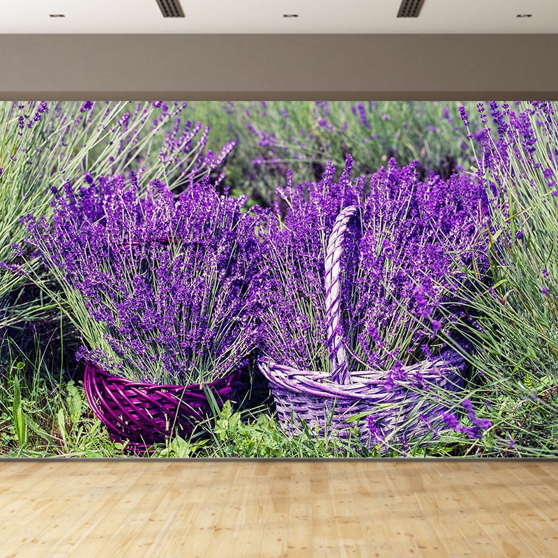 Contemporary Lavenders Mural Soft Color Stain Resistant Wall Art for Living Room