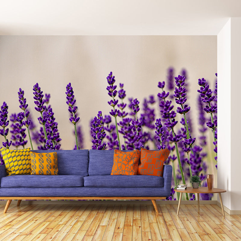 Contemporary Lavenders Mural Soft Color Stain Resistant Wall Art for Living Room
