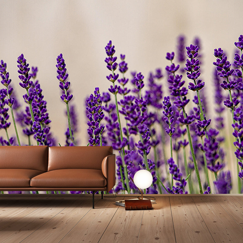 Contemporary Lavenders Mural Soft Color Stain Resistant Wall Art for Living Room