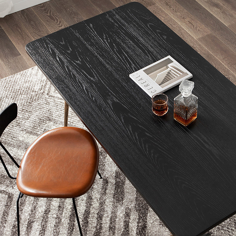 Industrial Dining Table Set with Rectangle Top and Black Base Kitchen Furniture