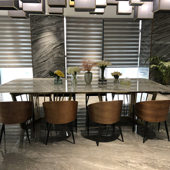 Modern Sintered Stone Dining Room Set with Rectangle Table and Gold Legs Dining Set