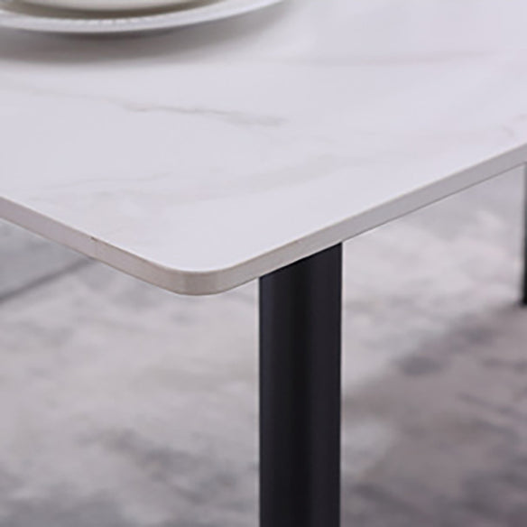 Modern Sintered Stone Dining Table Set White Rectangle Formal Dining Set