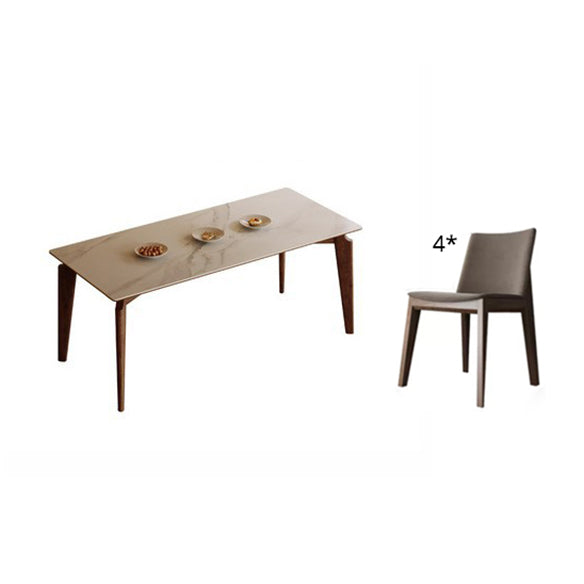 Moderner Stil gesinterte Stein Esstisch mit Rechteckform Tisch und 4 feste Holzbeine Grundlage