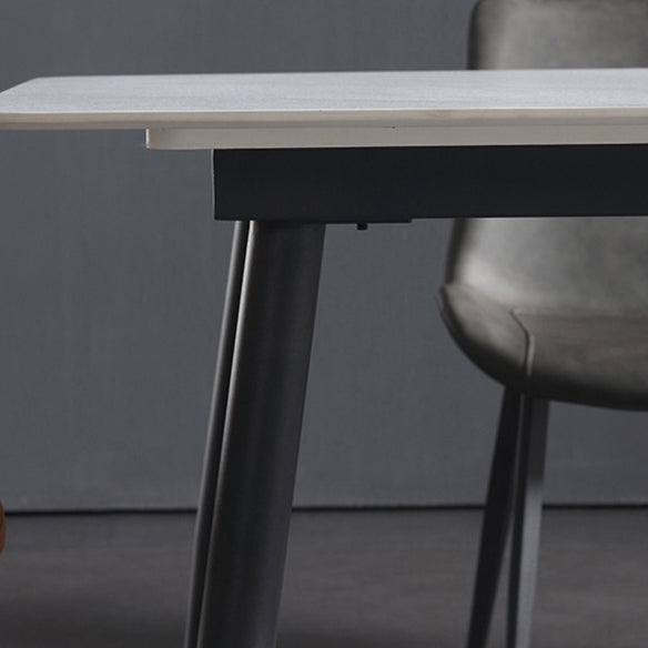 Tavolo da pranzo in pietra sinterizzato in stile glam con tavolo di altezza standard a forma di rettangolo per uso domestico