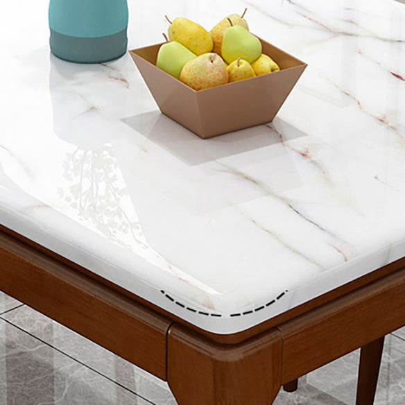 Mesa de comedor de mármol de estilo tradicional con mesa de forma rectangular blanco para uso en el hogar