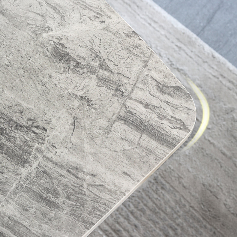 Conjunto de comedor estándar gris contemporáneo forma rectangular de piedra sinterizada juego de comidas para cocina